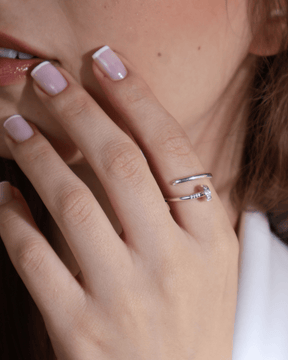 Anel Prego Cravejado Prata 925 - Karina Pratas