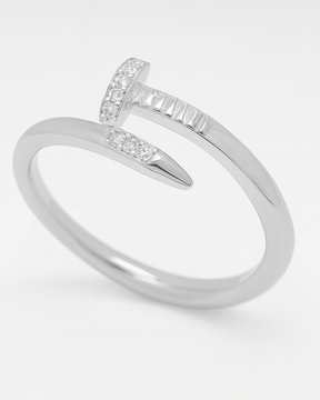 Anel Prego Cravejado Prata 925 - Karina Pratas