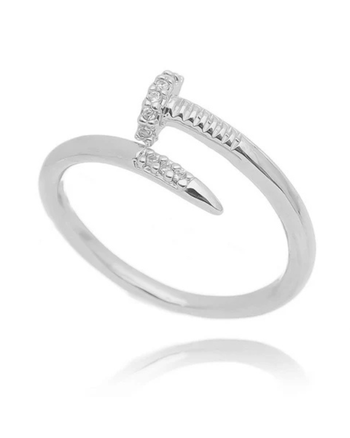 Anel Prego Cravejado Prata 925 - Karina Pratas