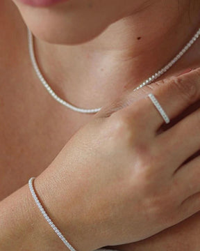 Anel Quadrado Cravejado Prata 925 - Karina Pratas