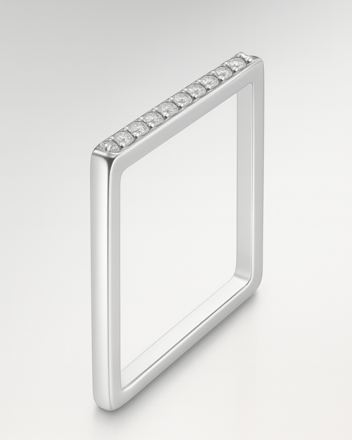 Anel Quadrado Cravejado Prata 925 - Karina Pratas