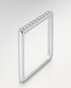 Anel Quadrado Cravejado Prata 925 - Karina Pratas