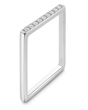 Anel Quadrado Cravejado Prata 925 - Karina Pratas