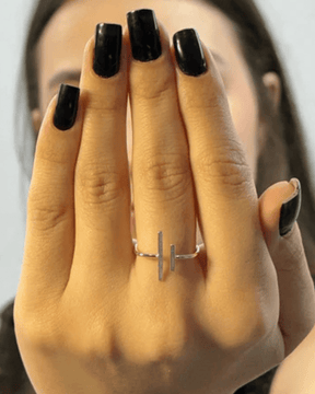 Anel Regulável Design Traços de Prata 925 - Karina Pratas