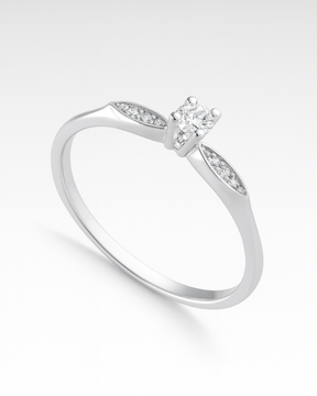 Anel Solitário Aparador Cravejado Prata 925 - Karina Pratas