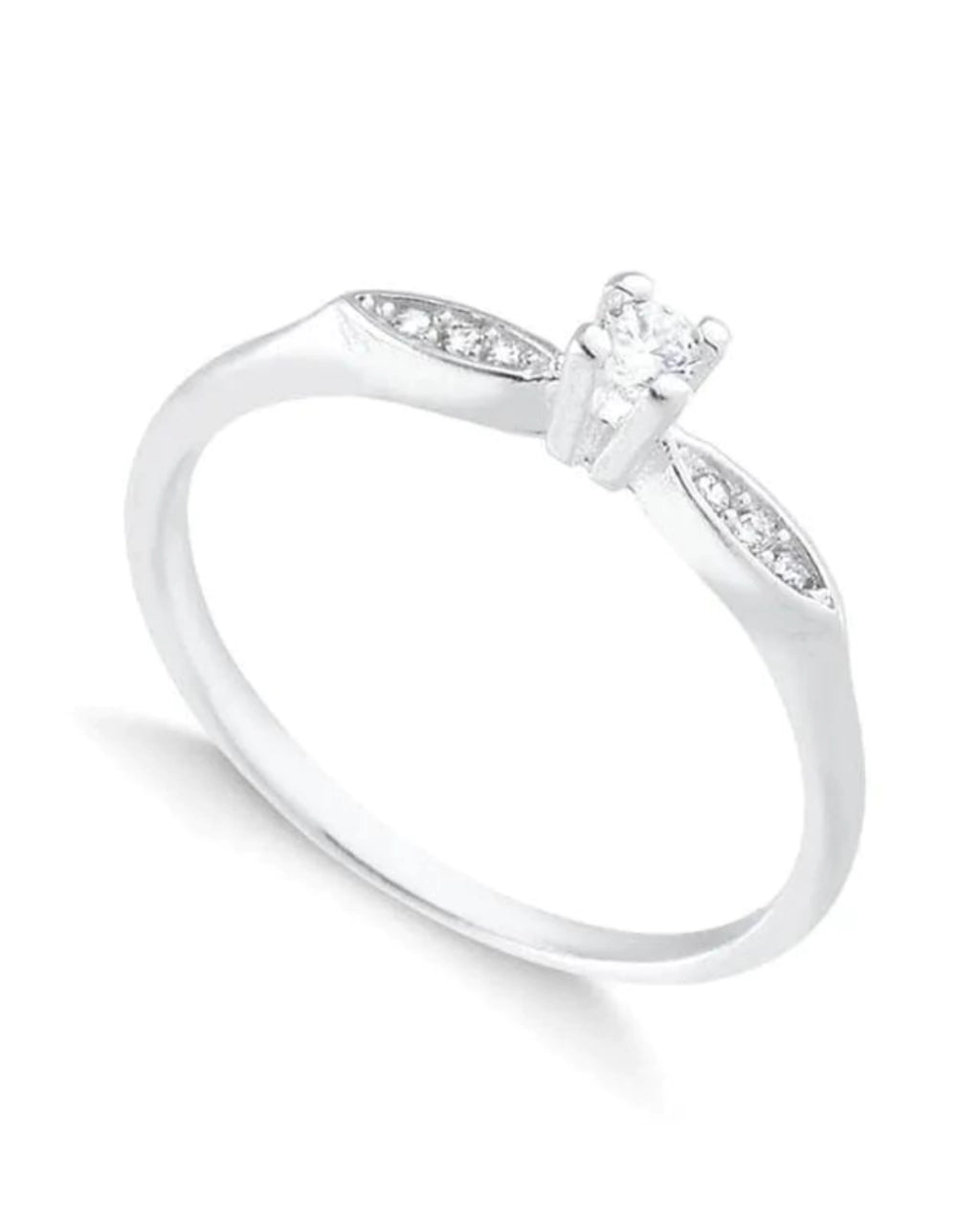 Anel Solitário Aparador Cravejado Prata 925 - Karina Pratas