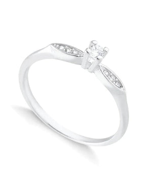 Anel Solitário Aparador Cravejado Prata 925 - Karina Pratas