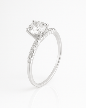 Anel Solitário Cravejado Caixa Alta Prata 925 - Karina Pratas