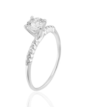 Anel Solitário Cravejado Caixa Alta Prata 925 - Karina Pratas