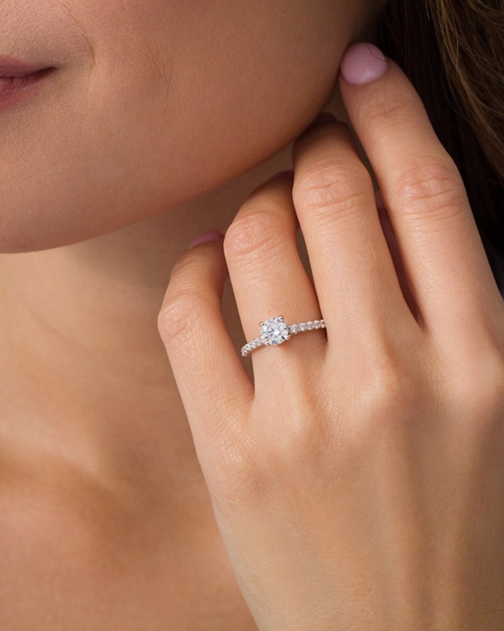 Anel Solitário Cravejado Caixa Alta Prata 925 - Karina Pratas