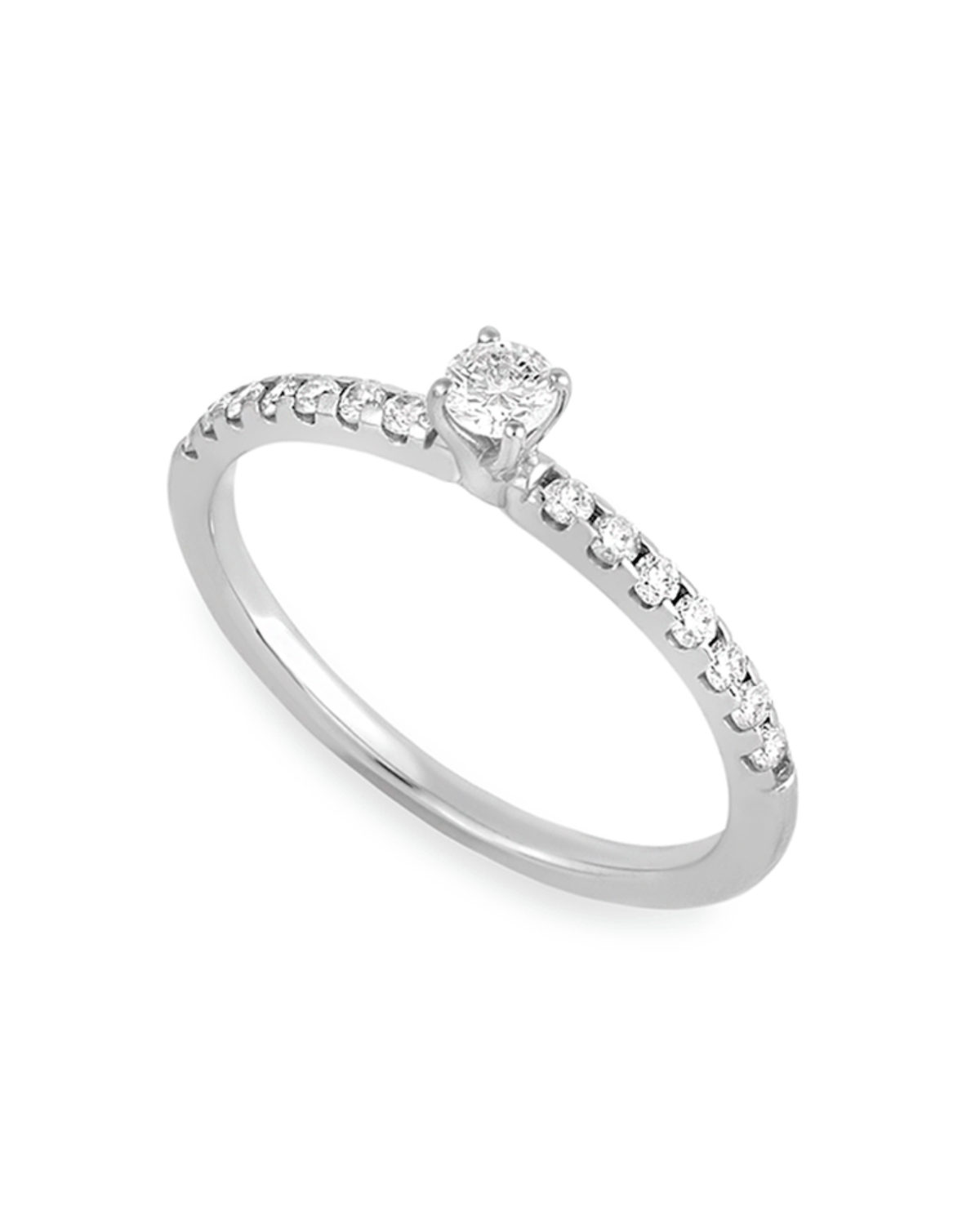 Anel Solitário Cravejado Prata 925 - Karina Pratas