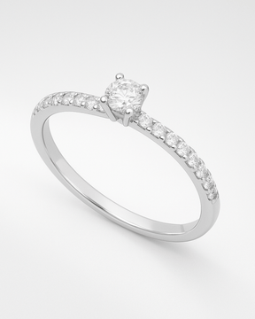 Anel Solitário Cravejado Prata 925 - Karina Pratas