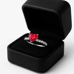 Anel Solitário Meia Aliança Coração Prata 925 - Karina Pratas