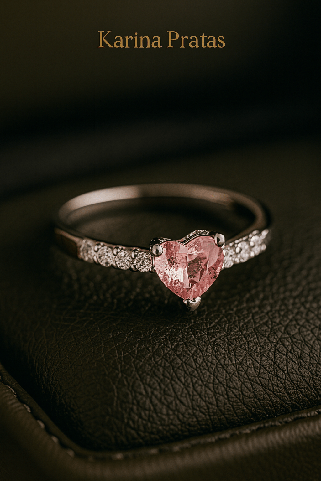 Anel Solitário Meia Aliança Coração Prata 925 - Karina Pratas