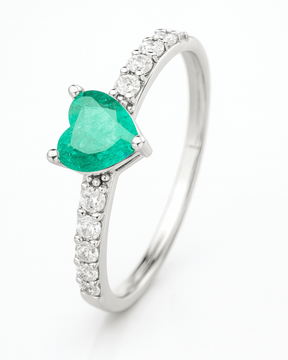 Anel Solitário Meia Aliança Coração Prata 925 - Karina Pratas