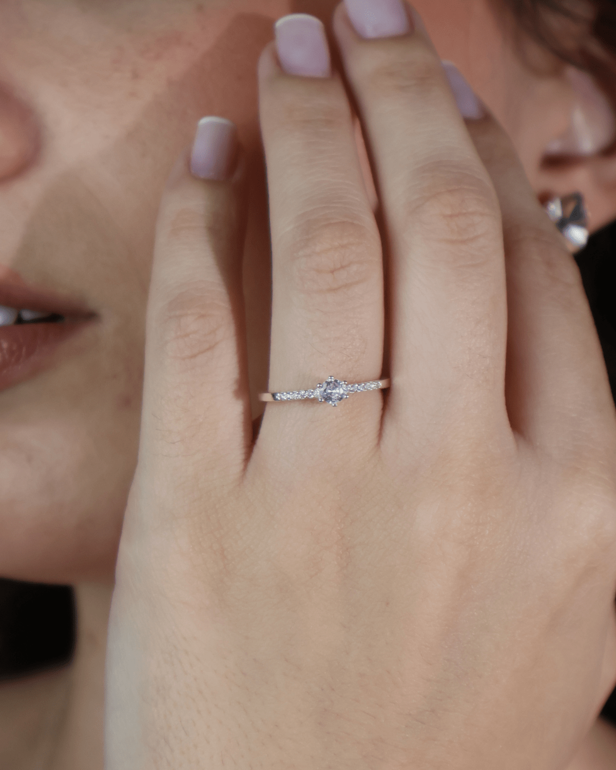 Anel Solitário Zircônia Cravejado Prata 925 - Karina Pratas