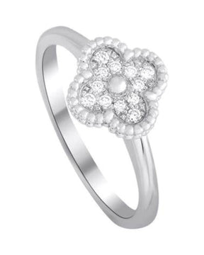 Anel Trevo Cravejado de Prata 925 - Karina Pratas