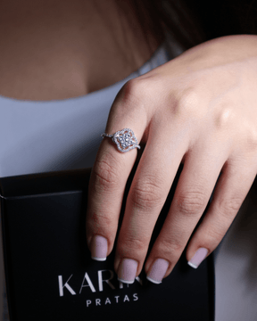 Anel Trevo Cravejado de Prata 925 - Karina Pratas