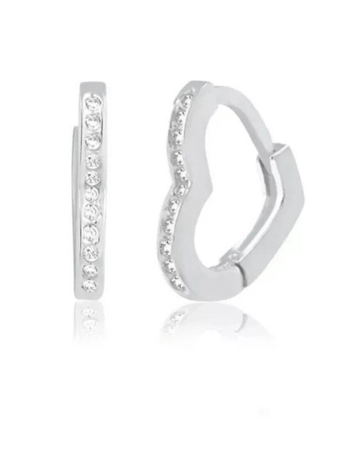 Argola Coração Cravejada Prata 925 - Karina Pratas