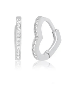 Argola Coração Cravejada Prata 925 - Karina Pratas