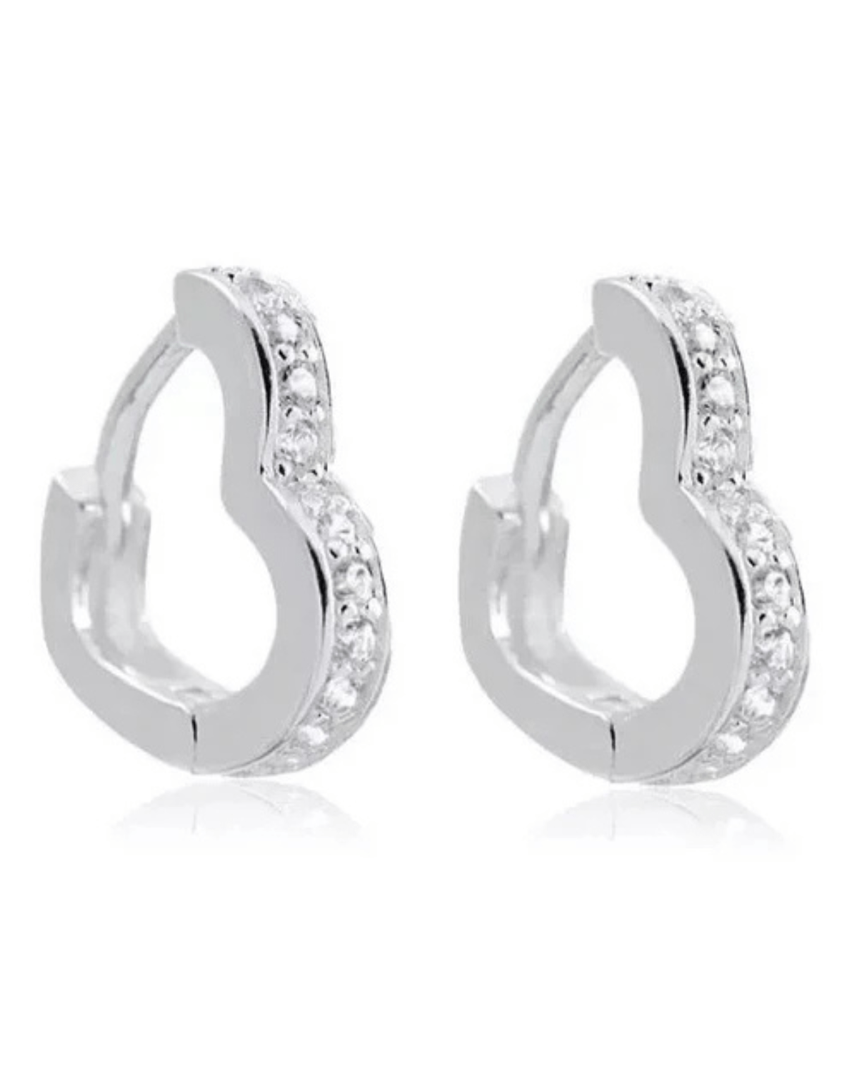 Argola Coração Cravejada Prata 925 - Karina Pratas