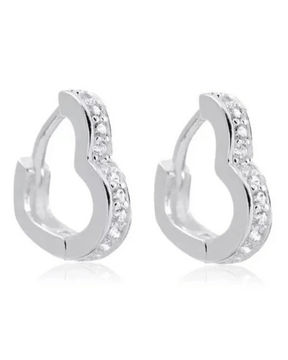 Argola Coração Cravejada Prata 925 - Karina Pratas