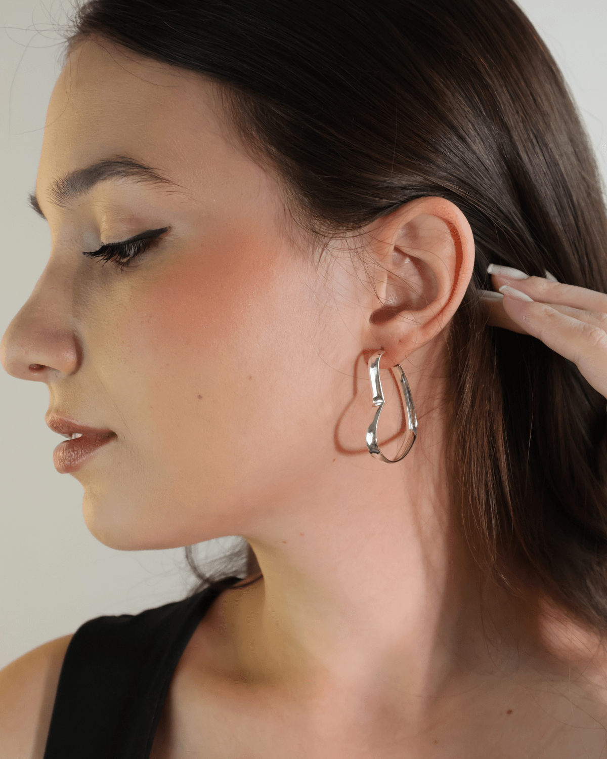 Argola Coração Média Prata 925 - Karina Pratas