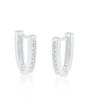 Argola Oval Cravejada em Prata 925 - Karina Pratas