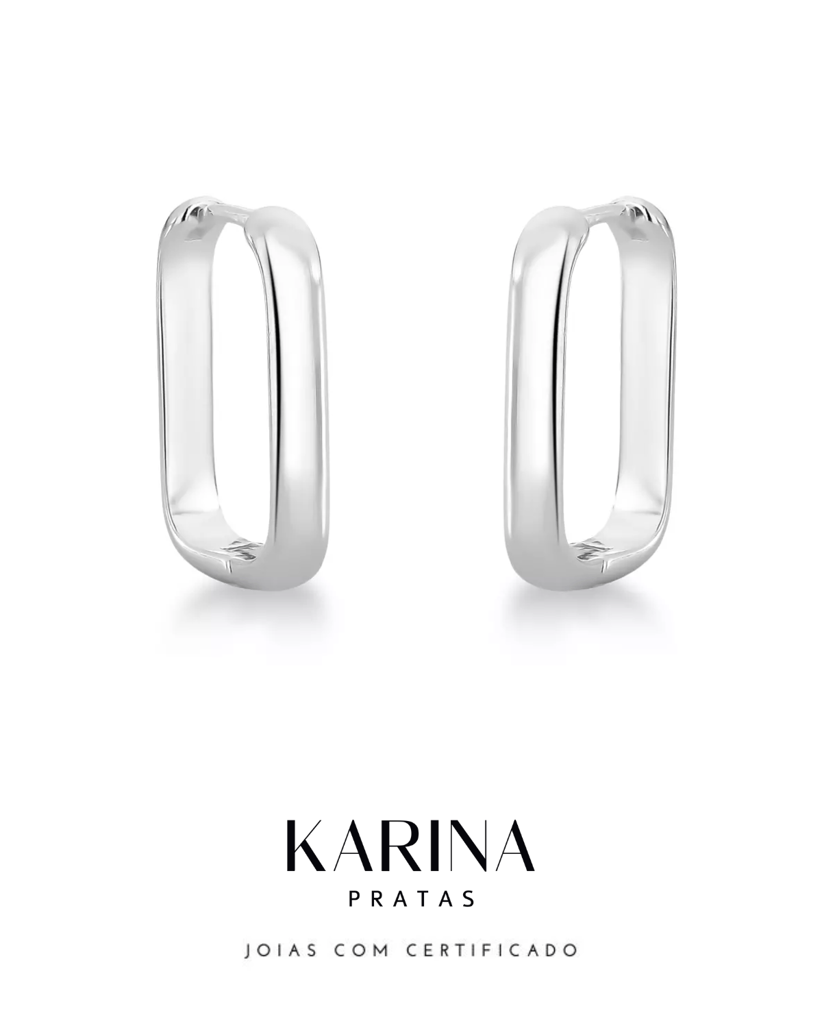 Argola Quadrada Lisa Prata 925 - Karina Pratas
