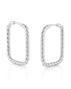 Argola Quadrada Torcida Prata 925 - Karina Pratas