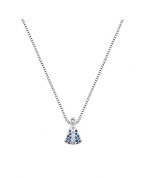 Colar De Prata Nossa Senhora Aparecida Cravejado Azul