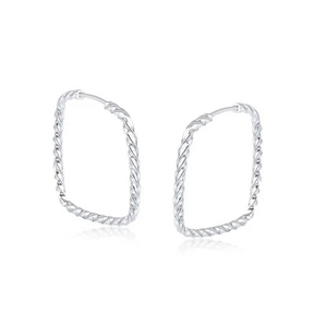 Argola De Prata Quadrada Trançada 2 CM