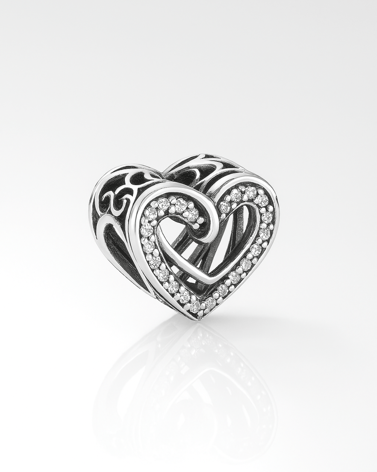 Berloque Coração Cravejado em Prata 925 - Karina Pratas