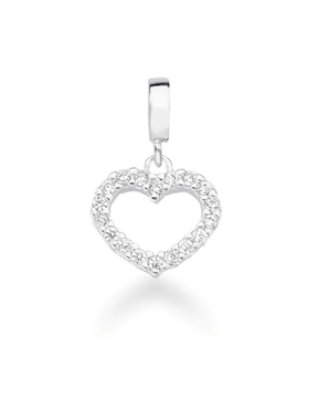 Berloque Coração Cravejado Prata 925 - Karina Pratas