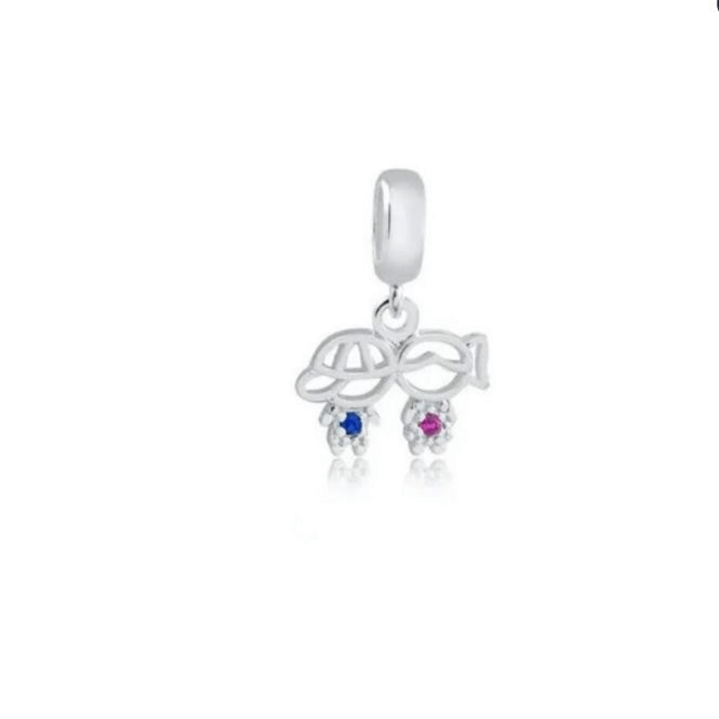 Berloque De Prata Casal Menina e Menina Amor e Simbolismo Em Prata 925 - Karina Pratas