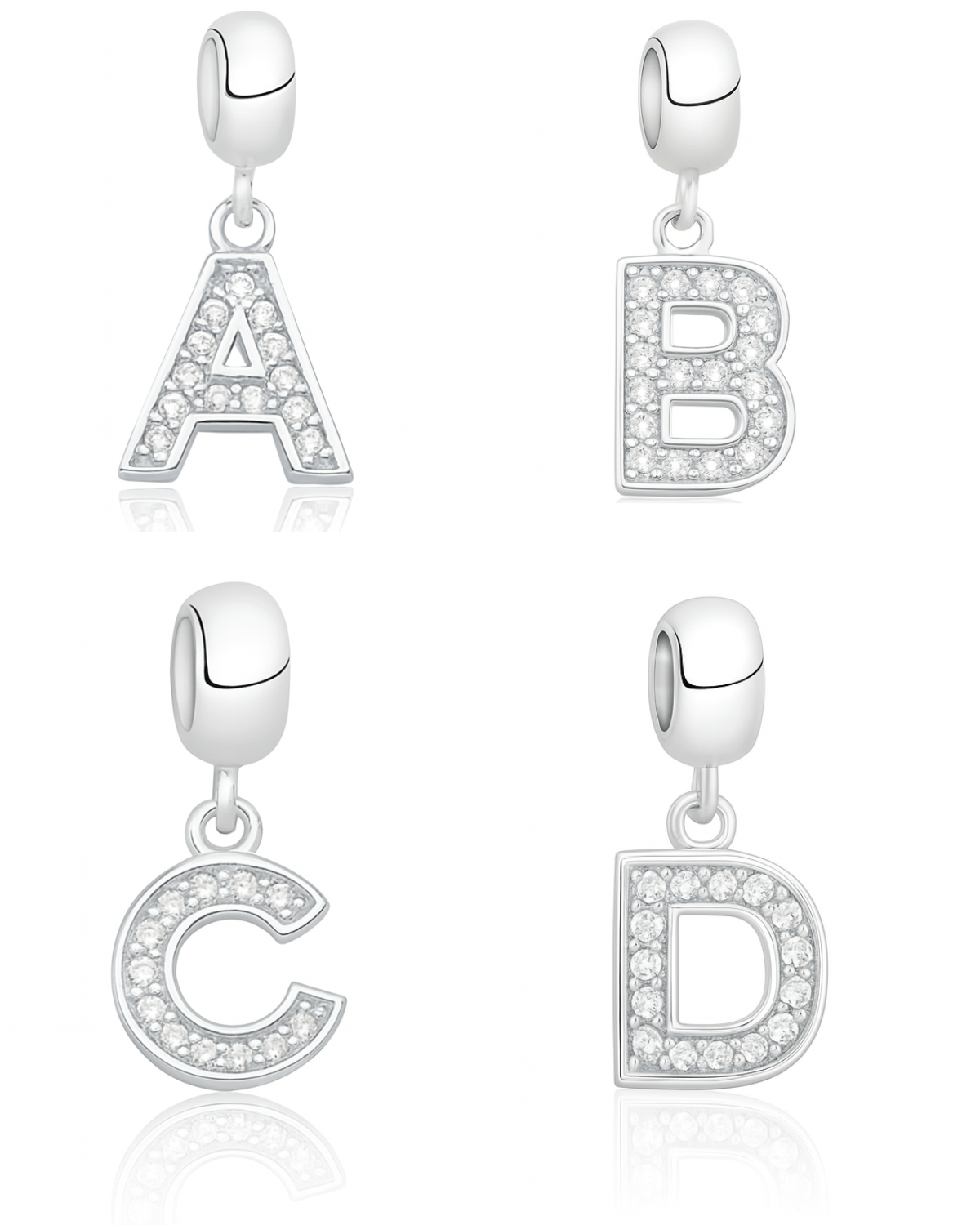 Berloque letras Cravejada Prata 925 - Karina Pratas