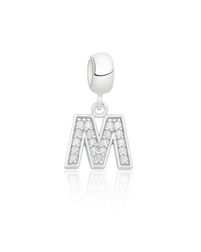 Berloque letras Cravejada Prata 925 - Karina Pratas