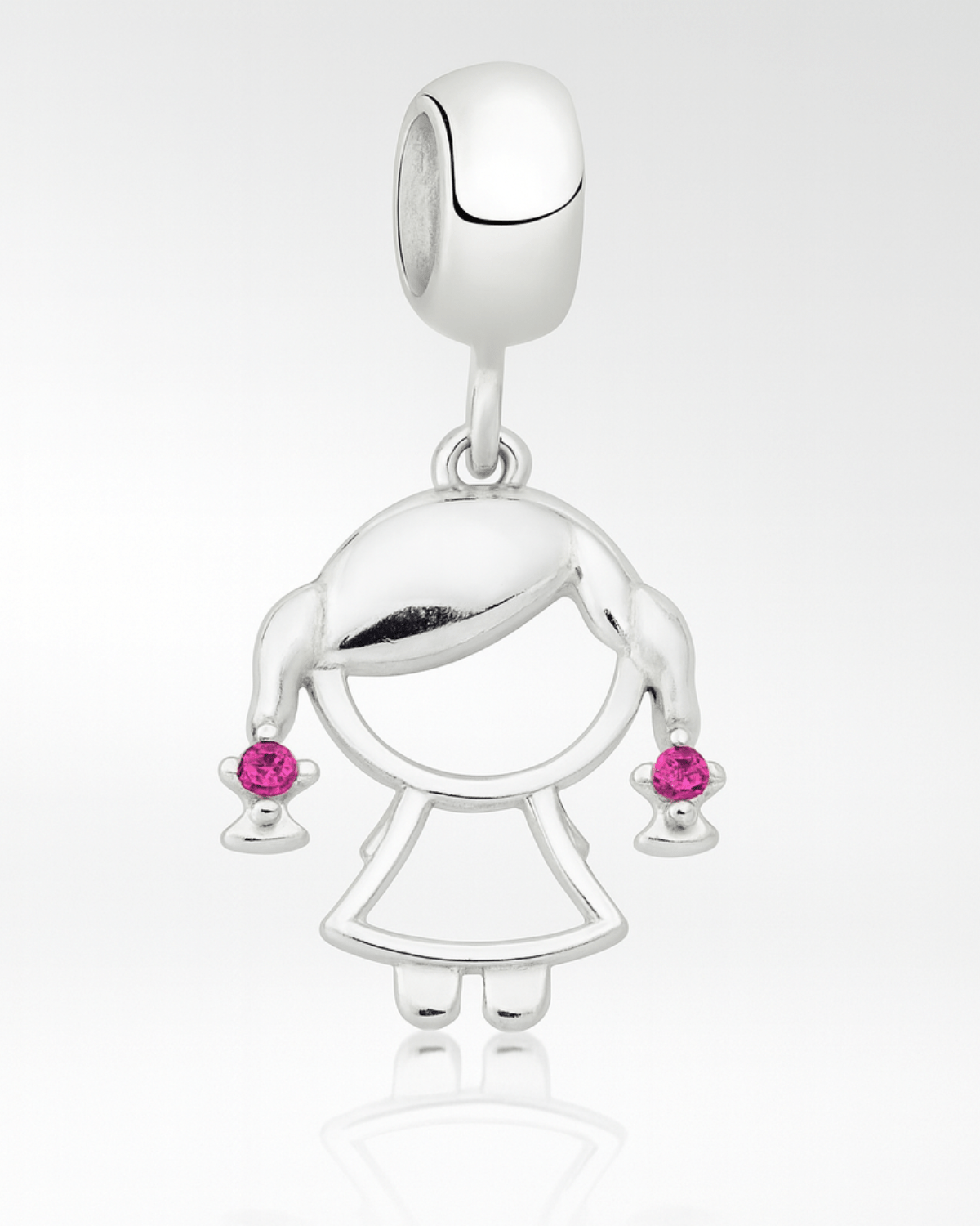 Berloque Menina com Zircônias Rosas Prata 925 - Karina Pratas