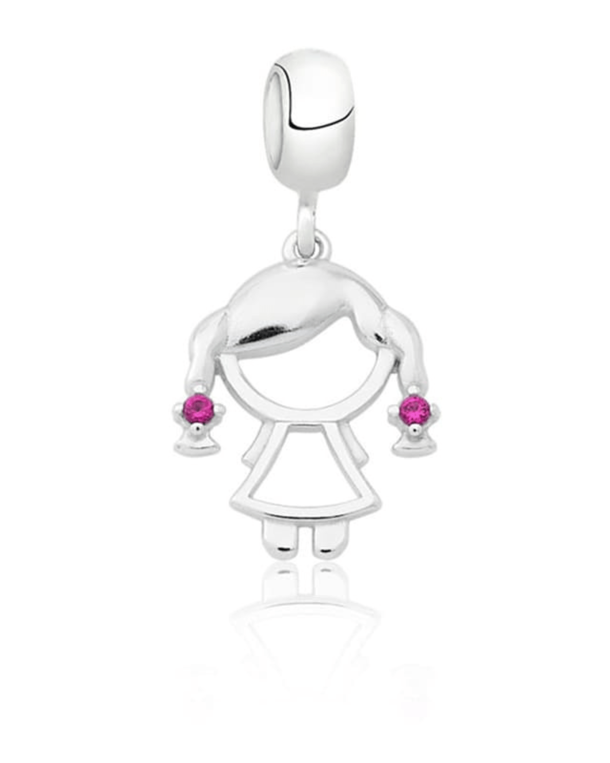 Berloque Menina com Zircônias Rosas Prata 925 - Karina Pratas