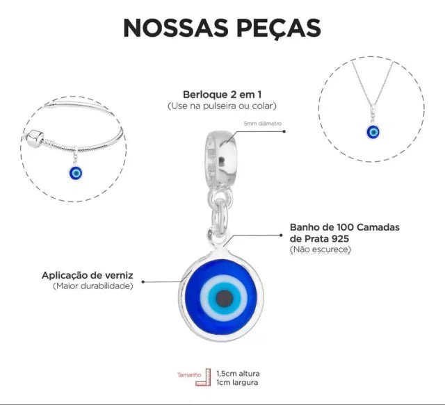 Berloque Olho Grego Prata 925 - Karina Pratas