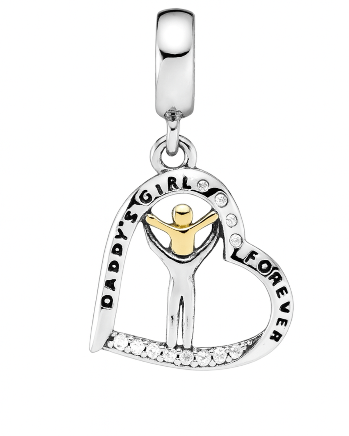 Berloque Pai e Filhos Coração Cravejado em Prata 925 - Karina Pratas