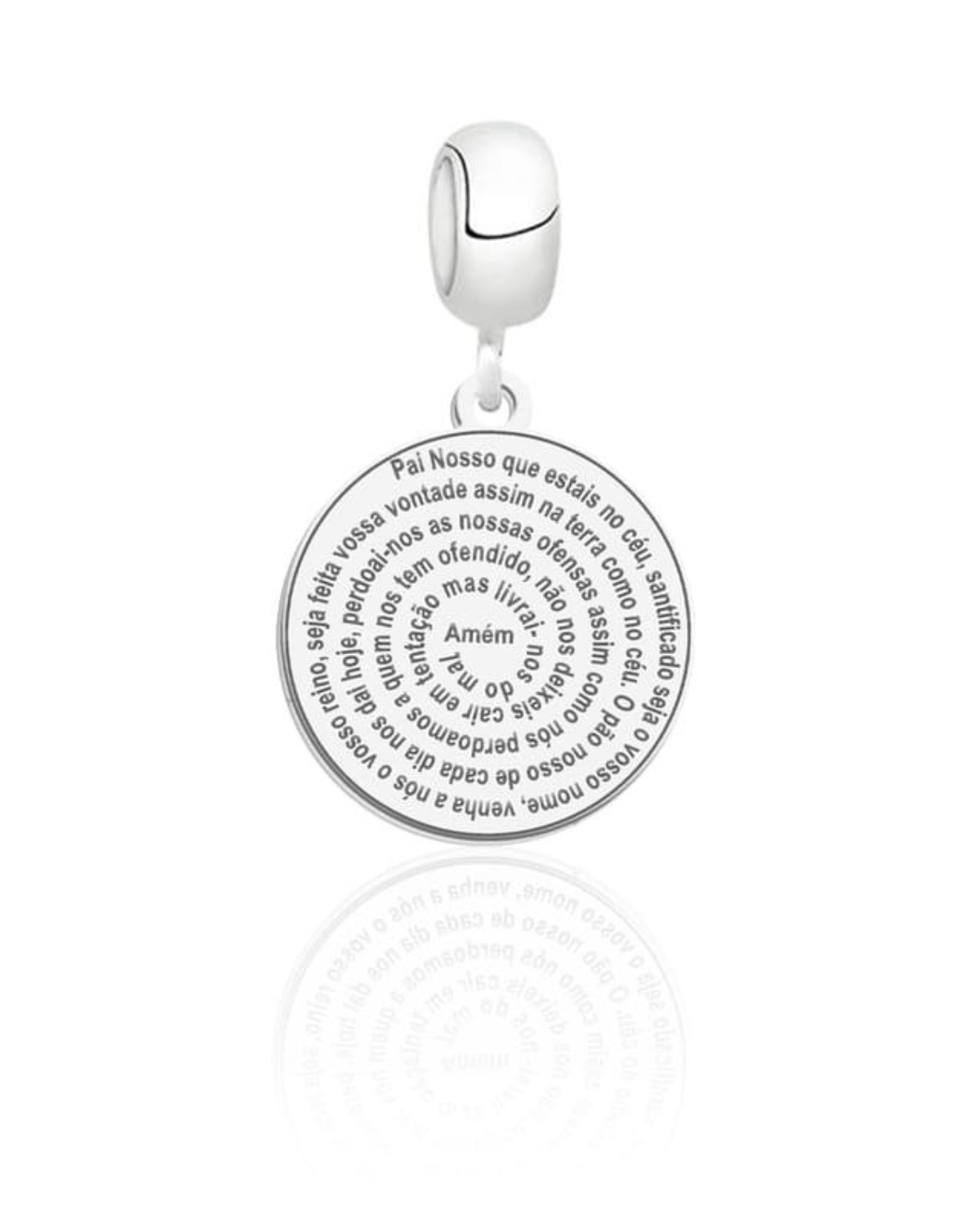 Berloque Redondo Oração Pai Nosso Prata 925 - Karina Pratas