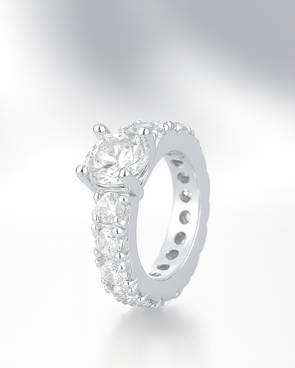 Berloque Separador Anel Solitário Cravejado – Prata 925 - Karina Pratas