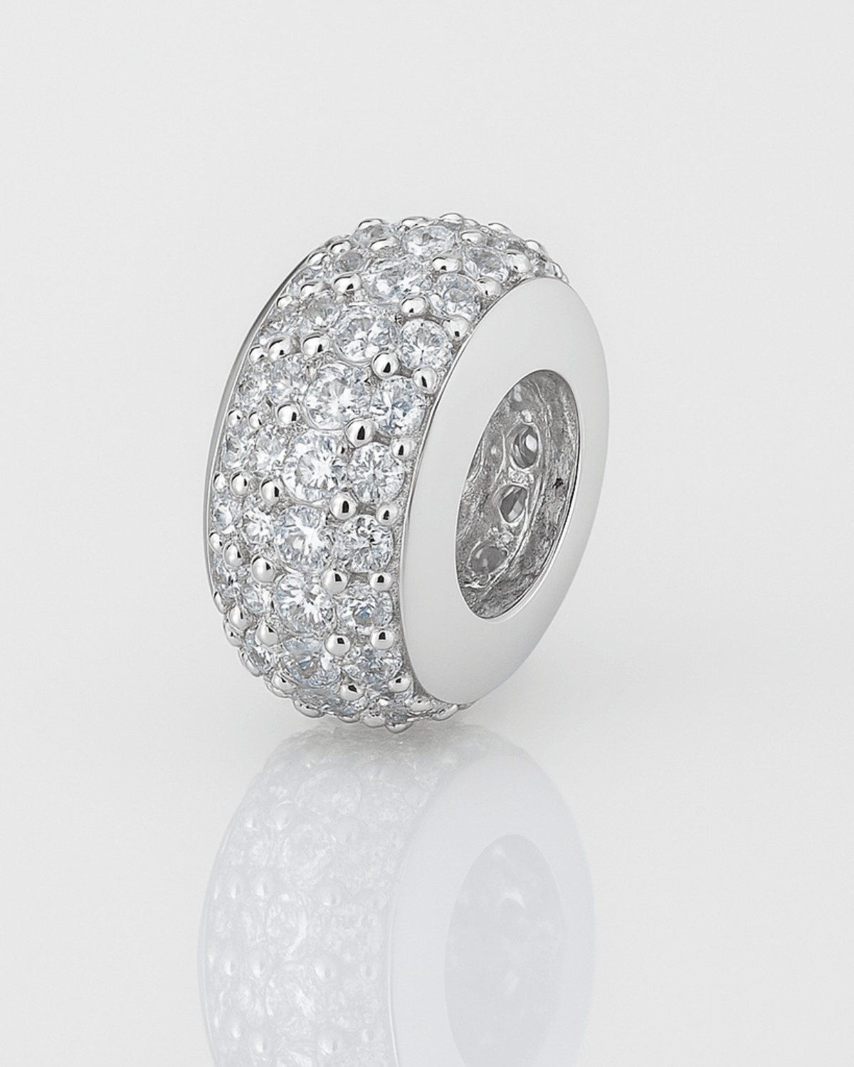 Berloque Separador Cravejado Cristal em Prata 925 - Karina Pratas