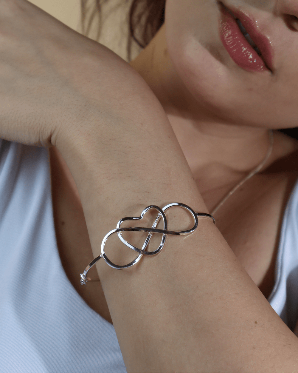 Bracelete Infinito Coração Vazado Prata 925 - Karina Pratas