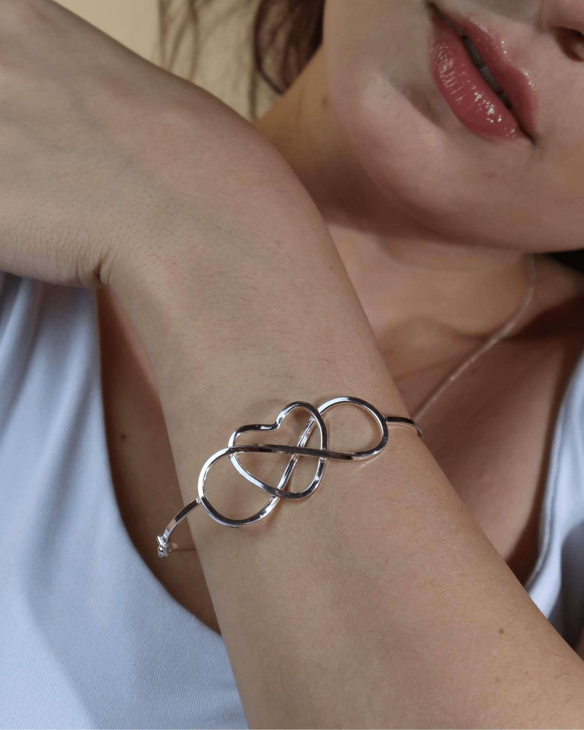 Bracelete Infinito Coração Vazado Prata 925 - Karina Pratas