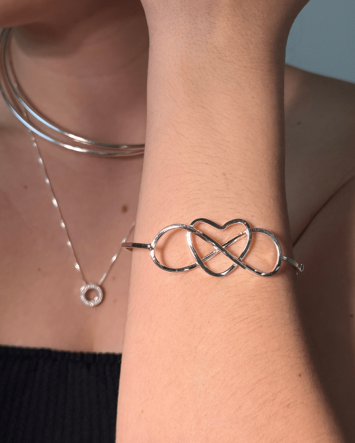 Bracelete Infinito Coração Vazado Prata 925 - Karina Pratas