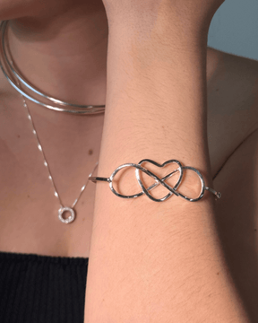 Bracelete Infinito Coração Vazado Prata 925 - Karina Pratas