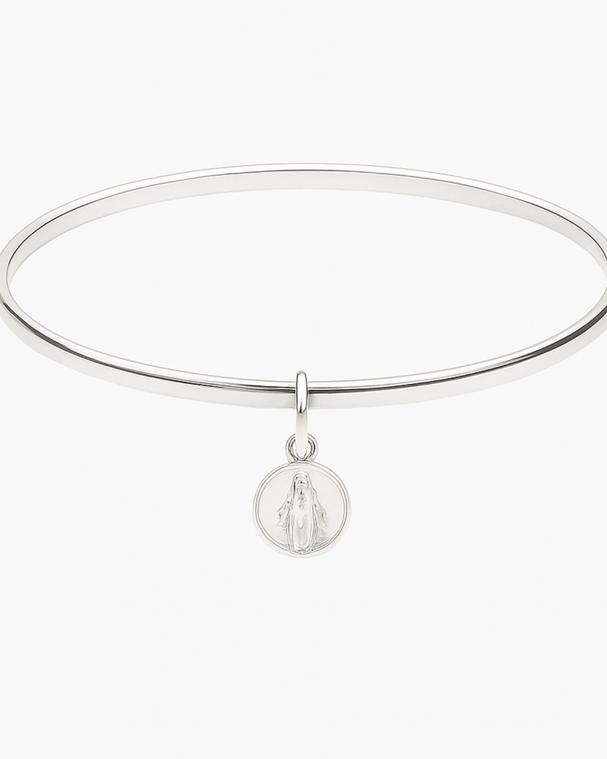 Bracelete Liso com Pingente Nossa Senhora das Graças em Prata 925 - Karina Pratas