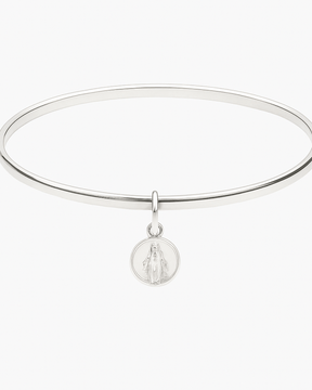 Bracelete Liso com Pingente Nossa Senhora das Graças em Prata 925 - Karina Pratas